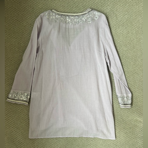 Nicoleblu Boho Beaded Tunic Top Lavender Sequin Embellished Medium - Picture 10 of 11